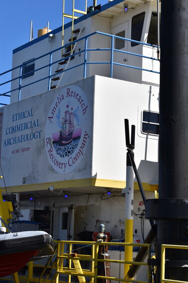 Polly L is part of Amelia Research and Recovery, and the company's mission statement is displayed on a side of the boat.