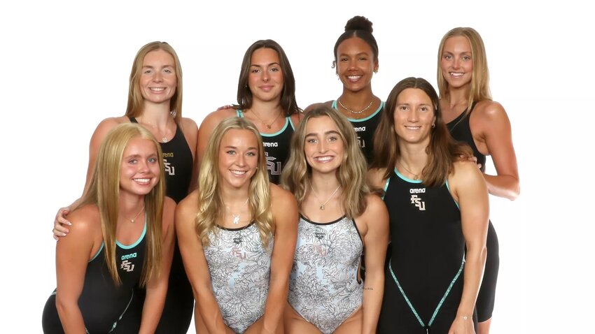 Fleming Island High grad and state swim champion Maryn McDade, bottom left, was part of eight swimmer Florida State University womens swim teams that competed at NCAA swimming championships over the weekend. McDade is just a freshman.