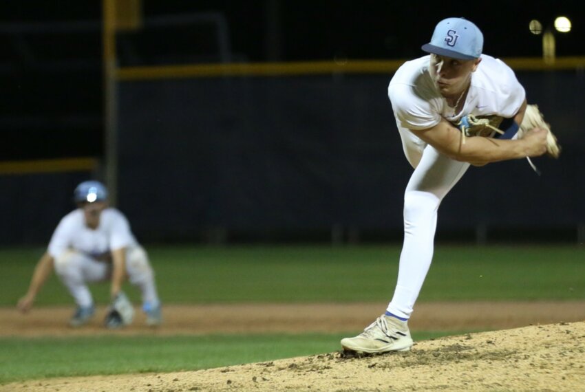 St. Johns Countrhy Day School sophomore pitcher Madden Williams finished off stellar work by starter Ethan Bissell in Spartans 4-1 district final win over St. Joseph's Academy.