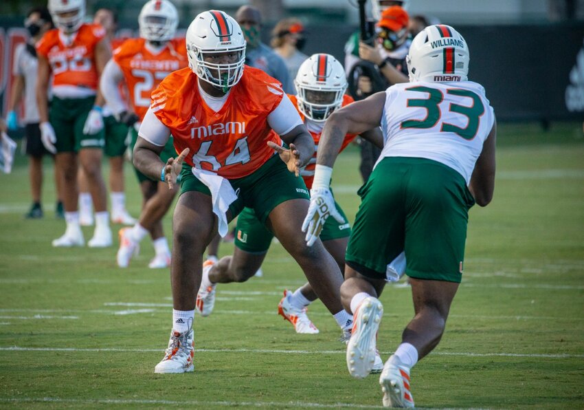 University of Miami offensive tackle Jalen Rivers was a five-spot offensive linemen for Hurricanes.