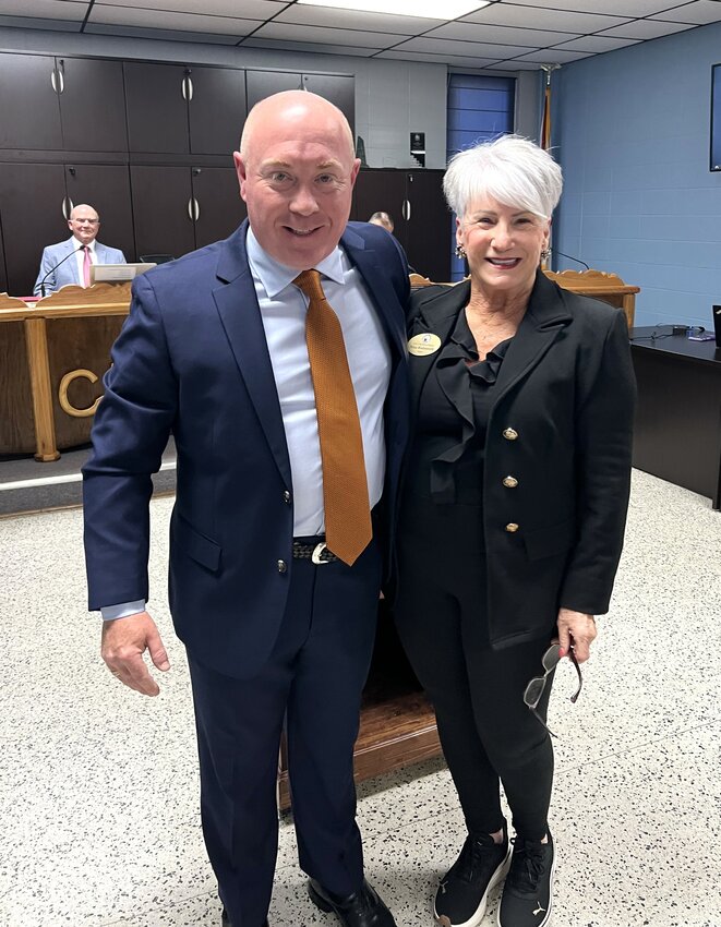 Ryan Knight and Mayor Nina Rodenroth