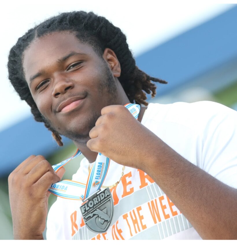 Orange Park High discus thrower Jeremiah Hamilton finished 6th in class 3A.