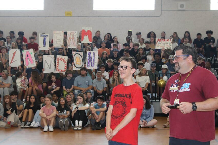 Lake Asbury student Landon Cartwright was surprised with a pep rally as part of Dreams Come True, a nonprofit dedicated to fulfilling the dreams of children with life-threatening medical conditions.
