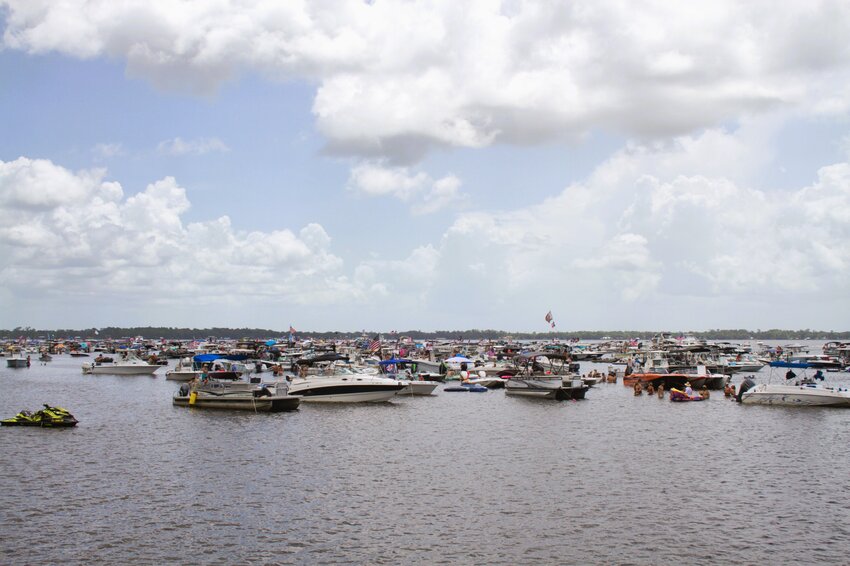 The armada of boats is impressive from a distance.