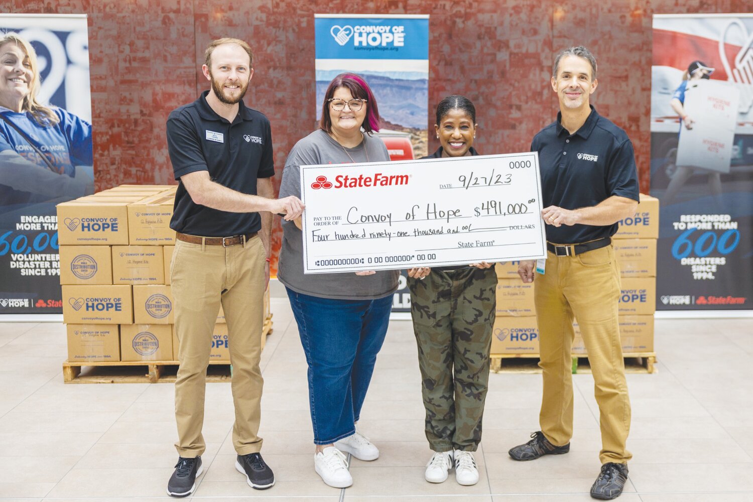 State Farm donated $491,000 to Convoy of Hope for its disaster response following Hurricane Idalia and the Maui wildfires.