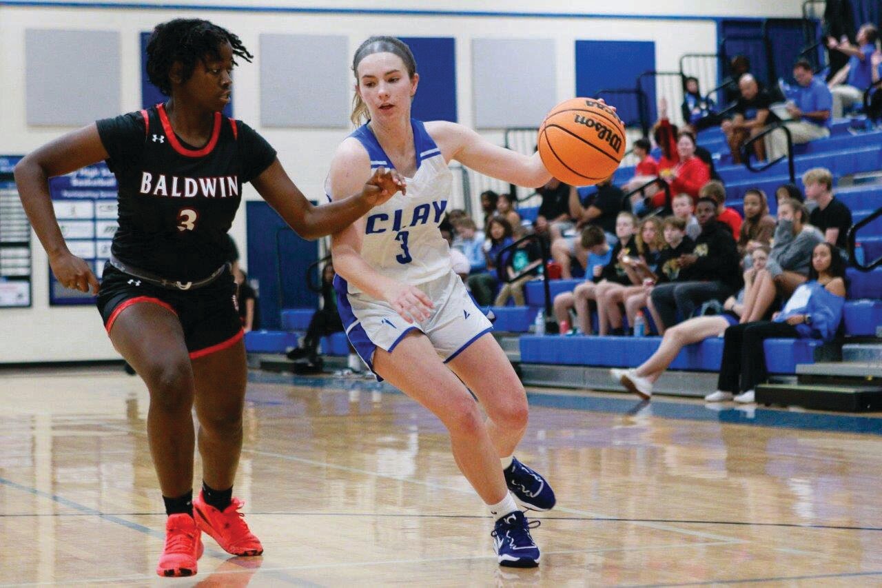 Clay High point guard Teaghan Moses has been the top scorer for the Lady Blue Devils looking to improve on a 3-20 first season under coach Doug Deters.