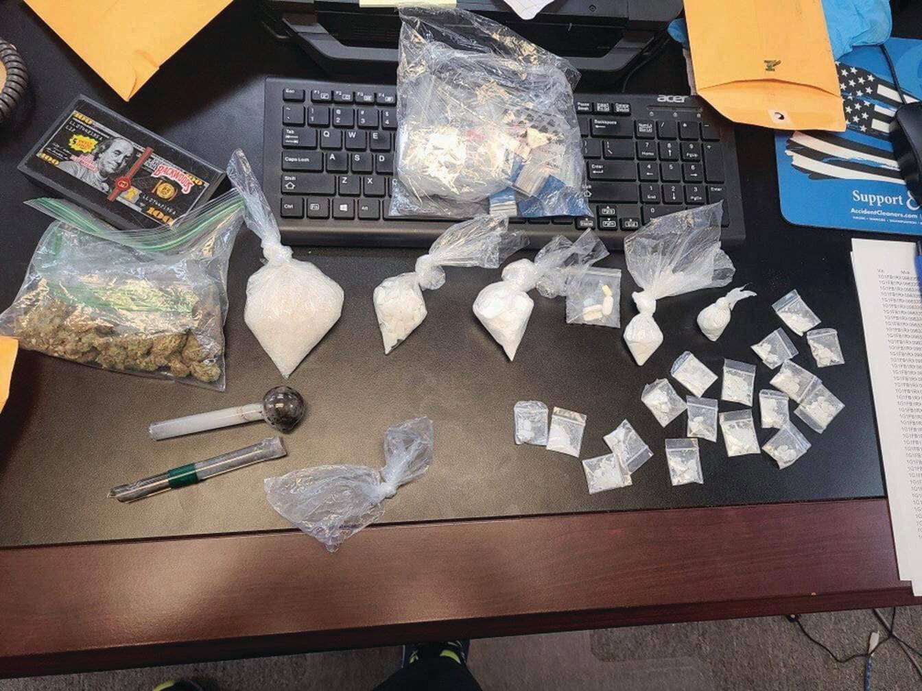 Deputies searched the vehicle and found more than 20 grams of fentanyl in 17 individual sealed baggies, 60 grams of pure crystal methamphetamine, more than 13 grams of cocaine, Loratab, Alprazolam, paraphernalia and more than 16 grams of cocaine base in a metal box.