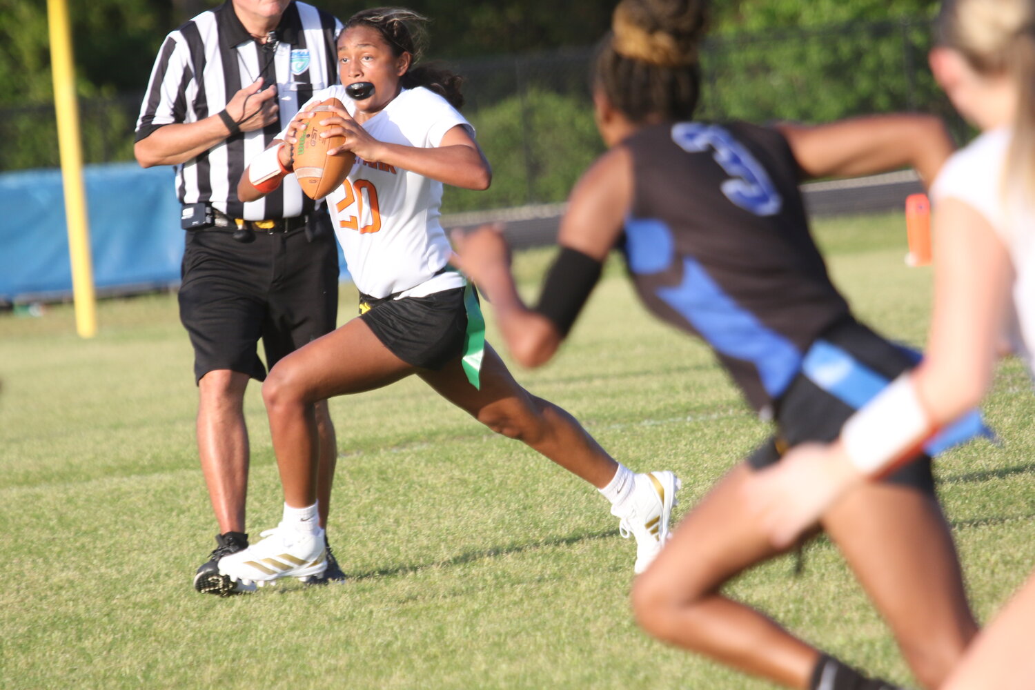 Orange Park flag football has three wins to end the season with freshman quasrterback Ella Crowe, the hero of the girls basketball district title, at the helm.