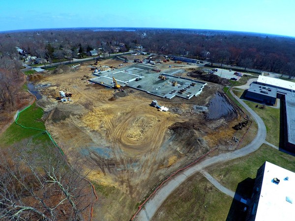 Pictured is an aerial view of the Barrington Middle School construction project in 2018. Barrington officials are now planning a $250 million construction project for Sowams, Nayatt, Primrose Hill and Barrington High School.