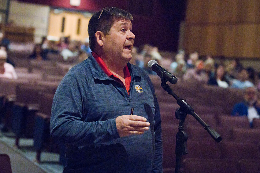 Tom Rimoshytus, shown at a previous FTM, has filed an amendment for the May 28 FTM calling for unspent money in the affordable housing account to be shifted into the school department's operating budget.