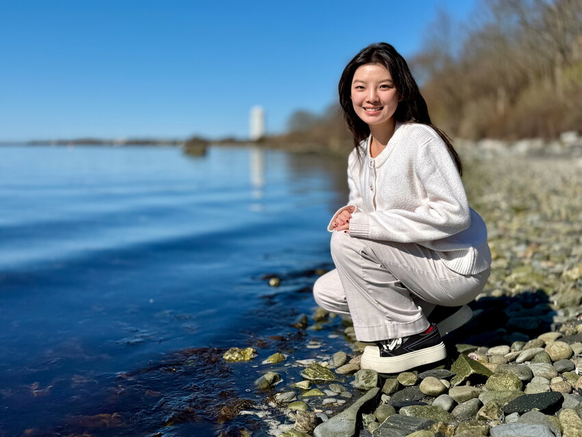 Alaina Zhang, a senior at Portsmouth Abbey School, is researching how sugar kelp farms can serve as a sustainable solution to environmental issues.