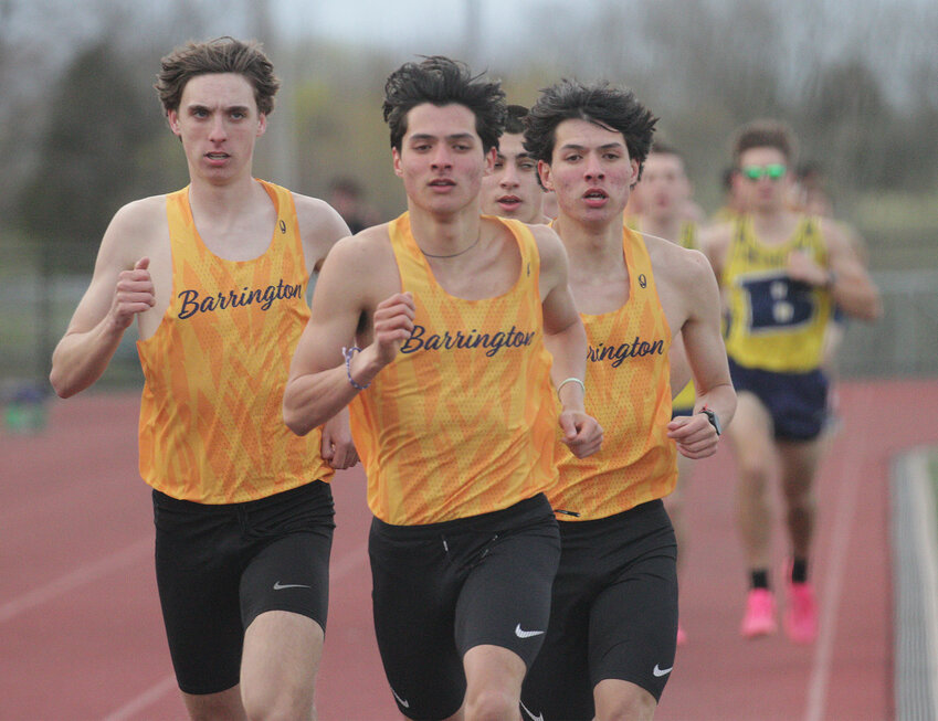 Barrington runners lead the field in the 1,500-meter race on Monday.