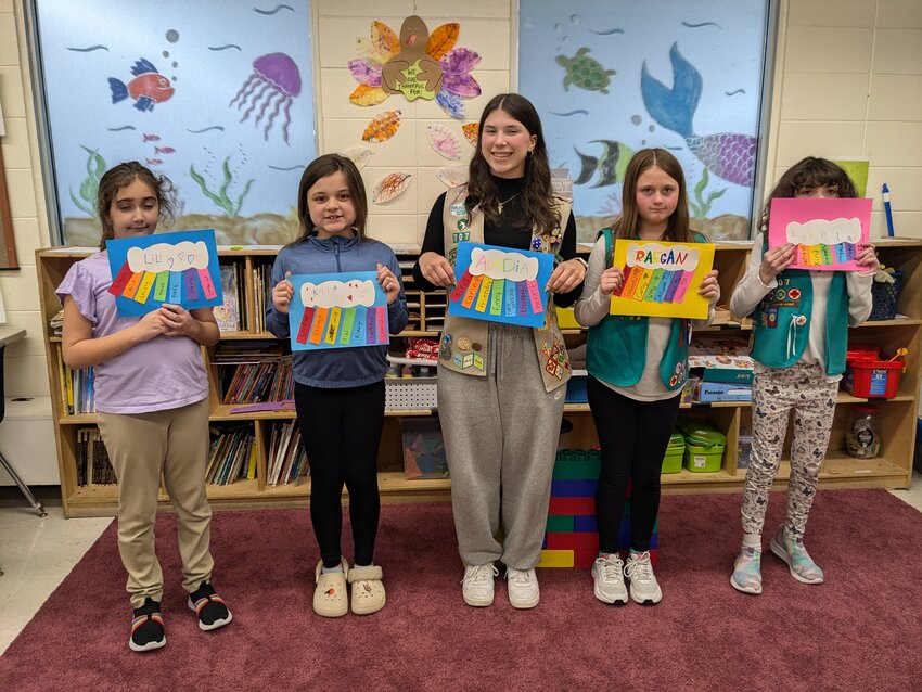 Rumford native Acadia Ullucci with some of the participants of her “Social Emotional Crafternoon” program, which earned her the highest honor among Girl Scouts: The Gold Award.