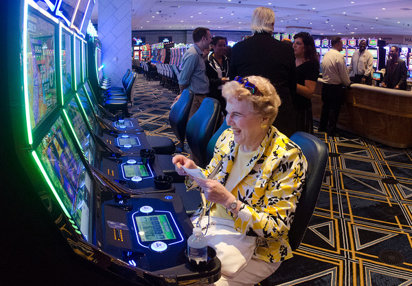 Back when the Tiverton Casino first opened, a visitor tries one of the video gaming consoles. These games will be among the first available as the casino returns to action starting June 8.