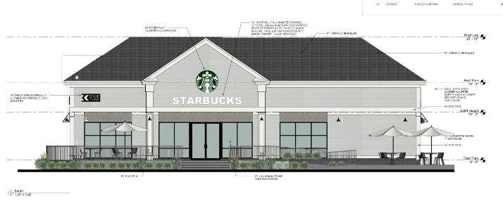 An artist's rendering of the Starbucks proposed for County Road in Barrington.