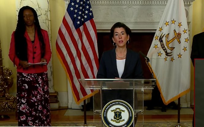 Gov. Gina Raimondo talks about a new executive order that authorizes fines for those not following the state's isolation or home quarantine directives.