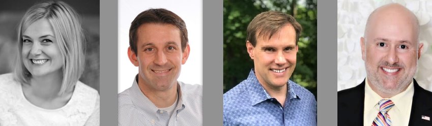 Democrats (from left) Annelise Conway, Rob Humm and Carl Kustell won seats on the Barrington Town Council. Independent candidate John Alessandro (right) finished fourth in the voting.