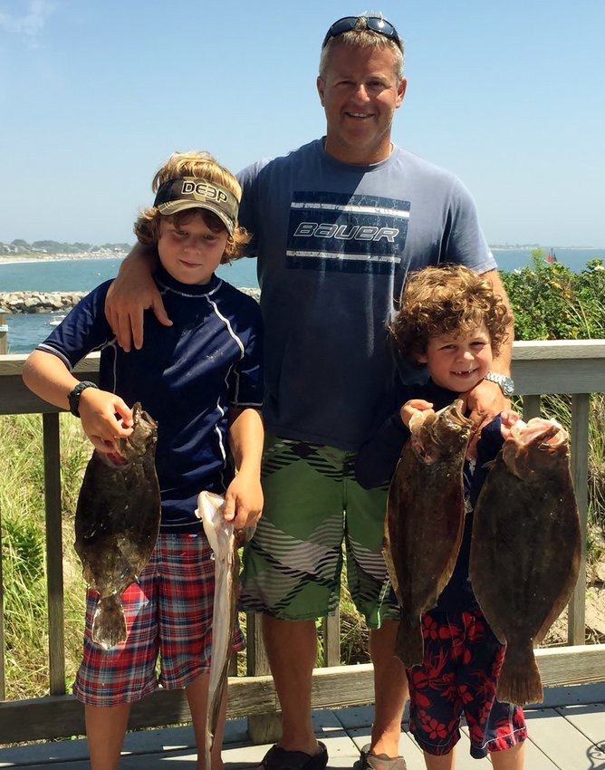 Memories of a lifetime: The Monti family fished the Hooter Buoy off Point Judith four years ago to create this family memory. The trio landed multiple summer flounder to 24&rdquo;. Anglers are being asked to weigh in on summer flounder, scup and black sea bass allocation amendment by March 16.