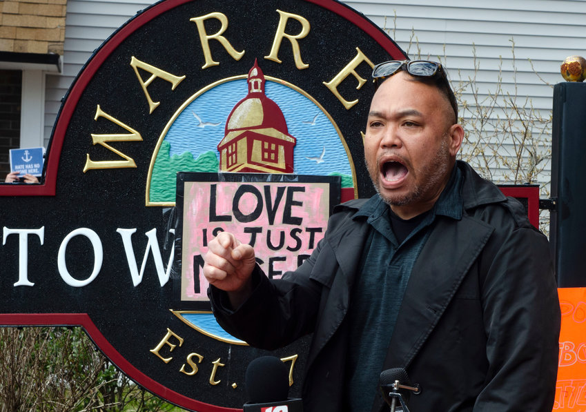 &quot;I never thought that in this town, that this would happen here,&quot; said Warren resident Gerry Cabellon, as he spoke during an anti-racism rally in front of Warren Town Hall on Sunday afternoon.