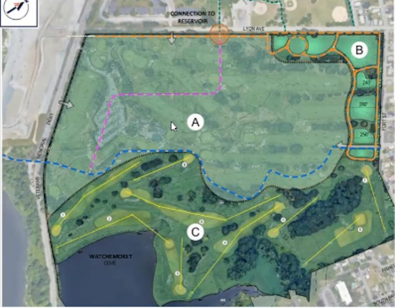 Slides presented by Marshall Properties to the East Providence City Council April 21 of the company's plan to redevelop the 138-acre Metacomet Country Club, the latest version including the retention of a 9-Hole golf course open to the public.