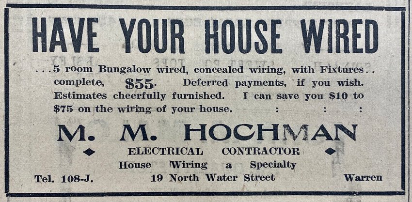 From an ad that ran in the Warren and Barrington Gazette this week in May 1921.