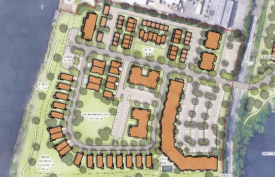 A rendering of the revised &quot;Coastal&quot; side of the &quot;East Point&quot; housing development in Rumford adjacent to the Seekonk River.