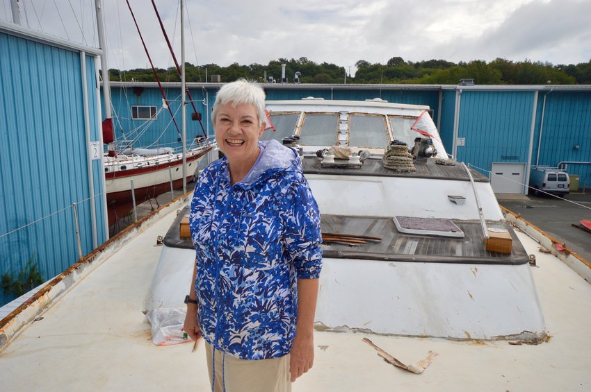 &ldquo;Part of the goal is to champion the youth &mdash; that they can actually make a difference,&rdquo; said Capt. Ann Ford of Youth With a Mission, here on the deck of the 98-foot, sloop-rigged Pacific Star, which is being restored at Hinckley Boat Yard for a mission trip to Micronesia later this year.