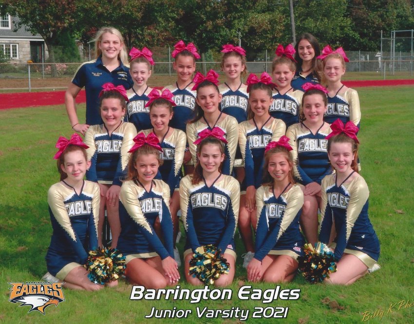 Junior Varsity Cheer  Team members: Isabella Alves, Lyla Andrade, Sydney Asaro, Chloe Byrne, Olivia Byrne, Addison Corrow, Reese Corrow, Kaya Drake, Sophie Freedman, Kaylin Hession, Ava-Bella Luis, Julianna Macera, Charlotte Poirier, Morgan Roche Seadale, and Sophie Wilmarth.  Head coach: Jamie Testa  Assistant coaches: Susan D&rsquo;Andrea and Shelby Olivier  Student demonstrator: Emily Oldham