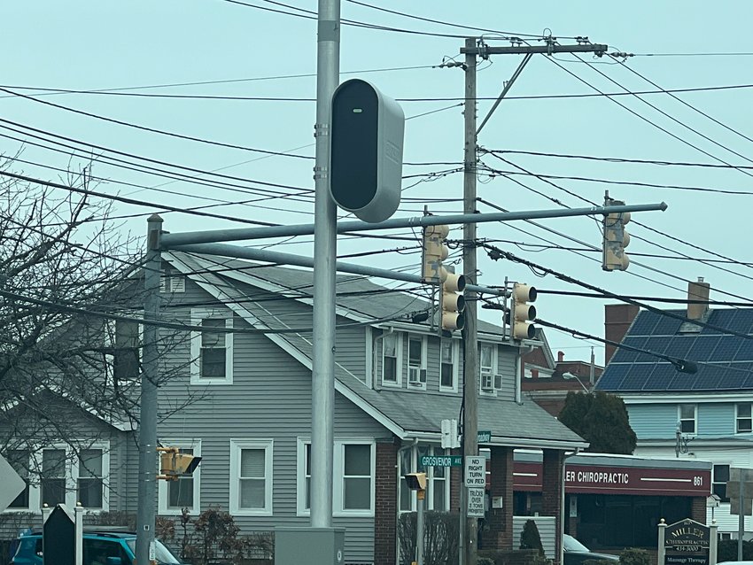 An up-close view of the new speed safety camera at the intersection of Broadway and Grosvenor Avenue in East Providence.