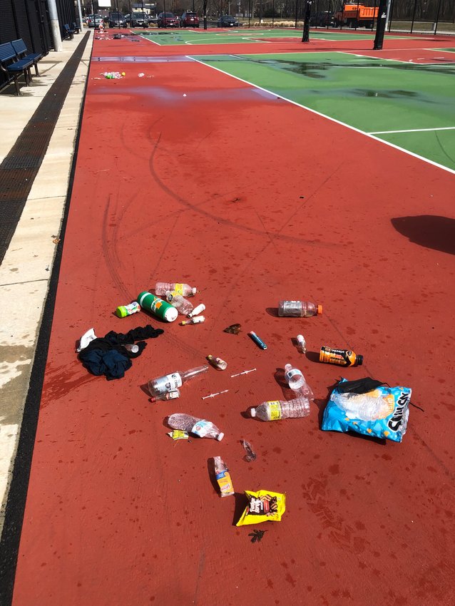 Town officials locked up the Barrington Middle School basketball courts earlier this month because of trash.