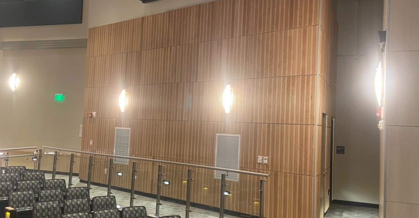With the acoustic panels reinstalled, school officials were happy to announce that the Barrington Middle School auditorium has been reopened.