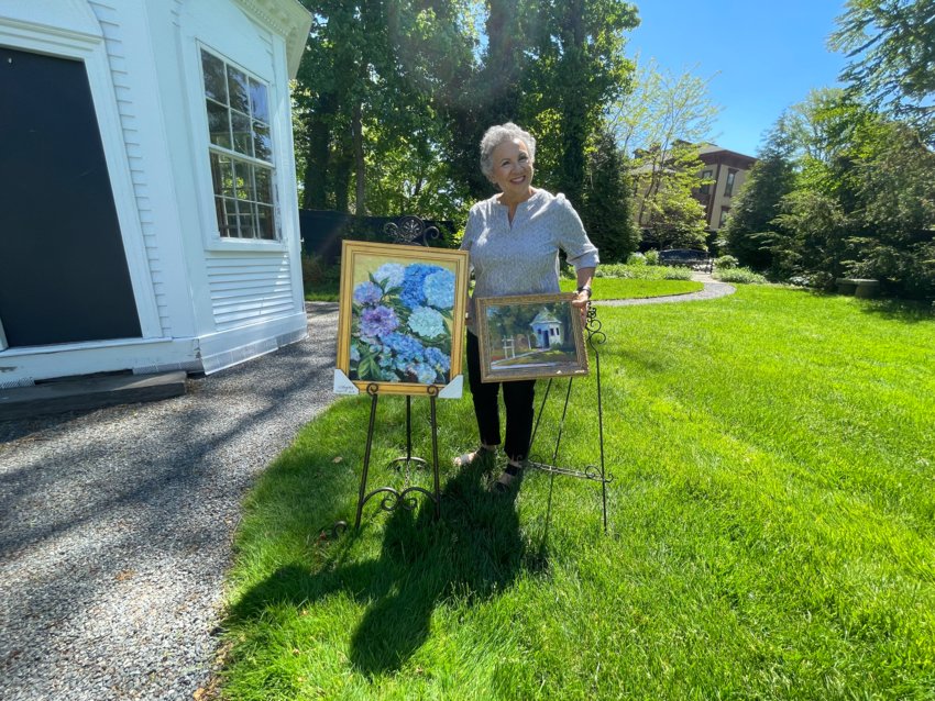Drawing inspiration from the Garden House, artist Jean Raimondi will be displaying her work in the back of the Linden Place property, near the Bosworth Memorial Garden.
