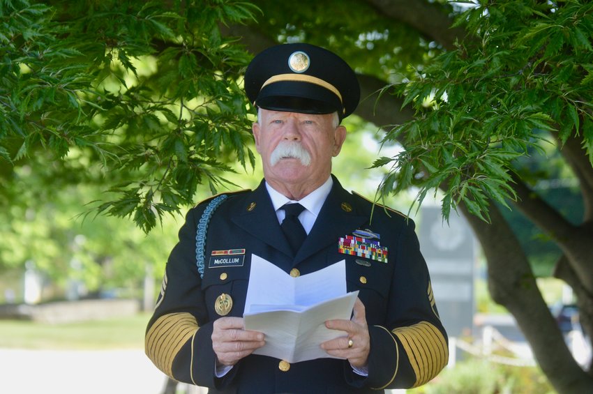 &ldquo;Nothing can ever replace the hole left behind by a fallen service member, and no medals nor ribbons can comfort the ones left behind,&rdquo; said guest speaker SFC William &ldquo;Bill&rdquo; McCollum, U.S. Army (Ret.), during Monday morning&rsquo;s Memorial Day observance outside Portsmouth Town Hall.