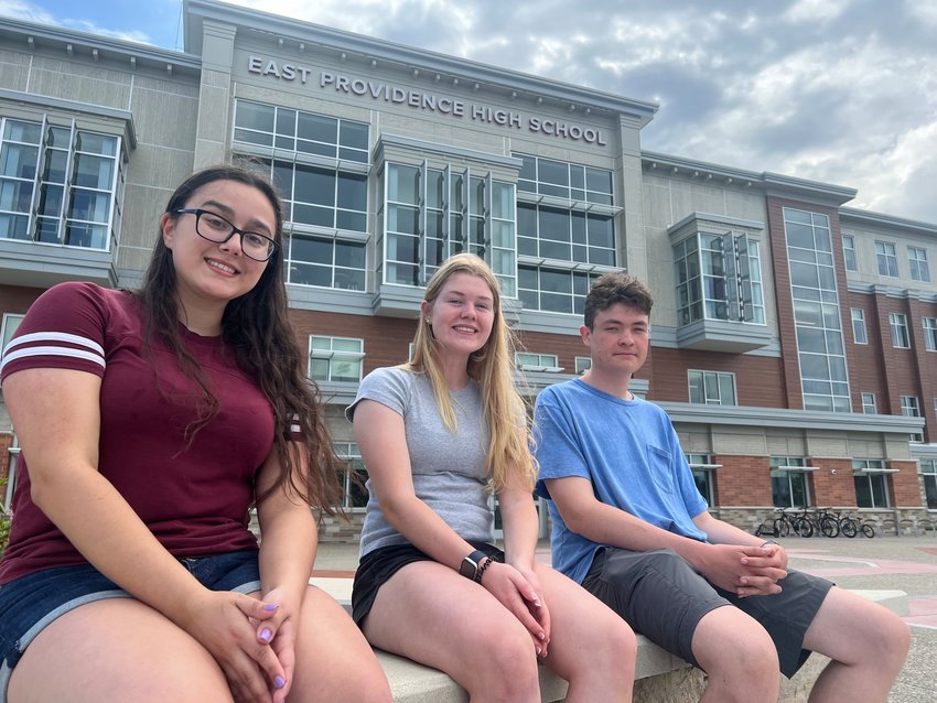 The top three seniors academically in the East Providence High School Class of 2022 (from left to right) valedictorian Sophia da Silva, salutatorian Lily Budnick and avedatorian Matthew Rogers.