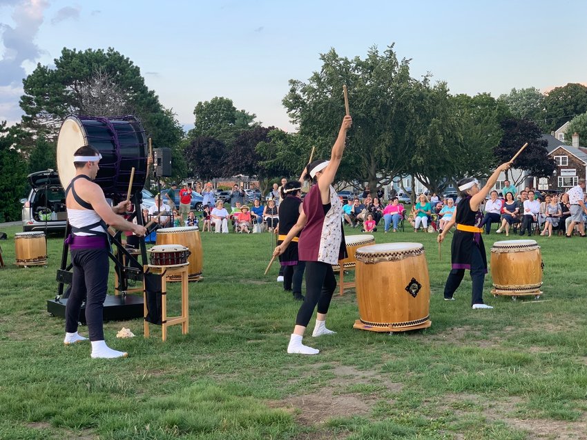 Taiko drummers perform in Independence Park in 2019. There will be several opportunities to see the drums this weekend, with a Friday night performance in Rockwell Park at 6:30 p.m. and three demos throughout the Saturday Arts &amp; Crafts and Martial Arts Fair at Independence Park from 10:30 a.m. to 3: 30 p.m. They will also be performing at the Gala at Ochre Court, Newport, on Saturday night.