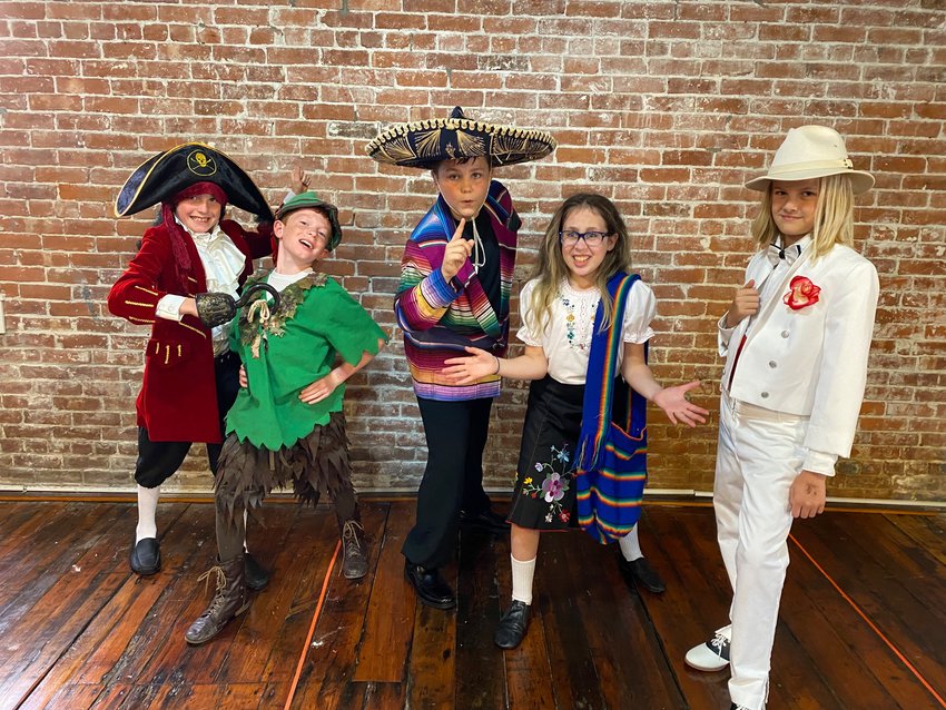 Hampden Meadows School students Ryan Anderson, William Anderson, Charley Carey, Miriam Philip and Wilder Battersby (from left to right) will take their talents to the stage for the upcoming production of Heroes vs. Villains.