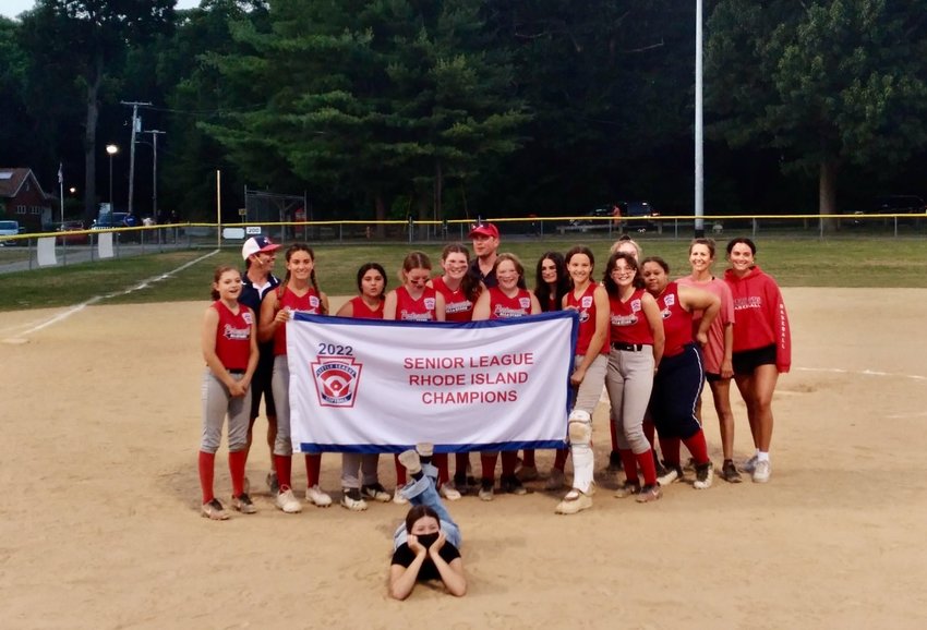 Members of the Portsmouth Girls&rsquo; Senior softball team pose for a photo after winning the state title.