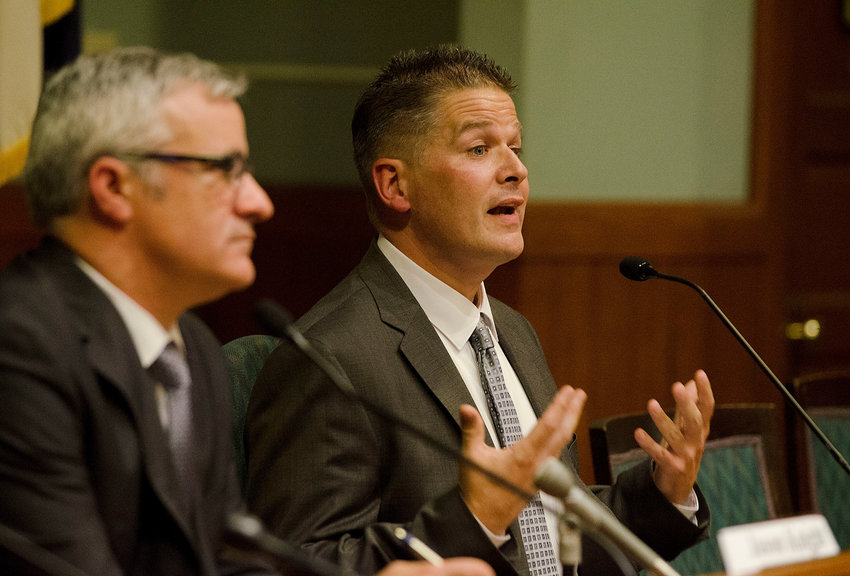 Daryl Gould during a debate prior to the 2016 election, where he ran for the Rhode Island House of Representatives District 67 against Rep. Jason Knight.