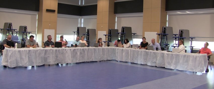 Barrington School officials discuss construction options during a previous meeting.