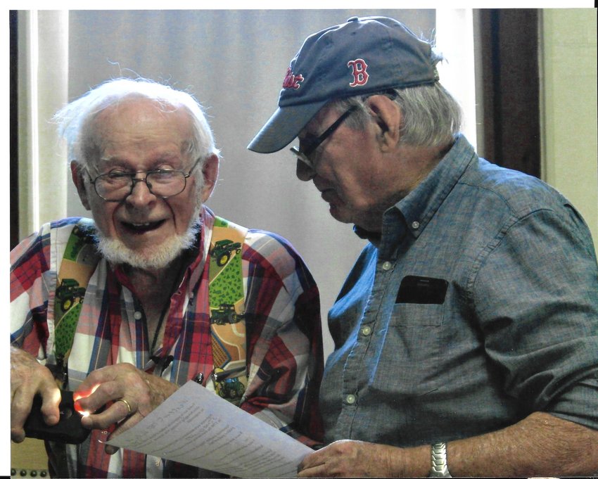 The late Carlton 'Cukie' Macomber, left, with his friend Robert Harding of the Dartmouth Historical and Arts Society.