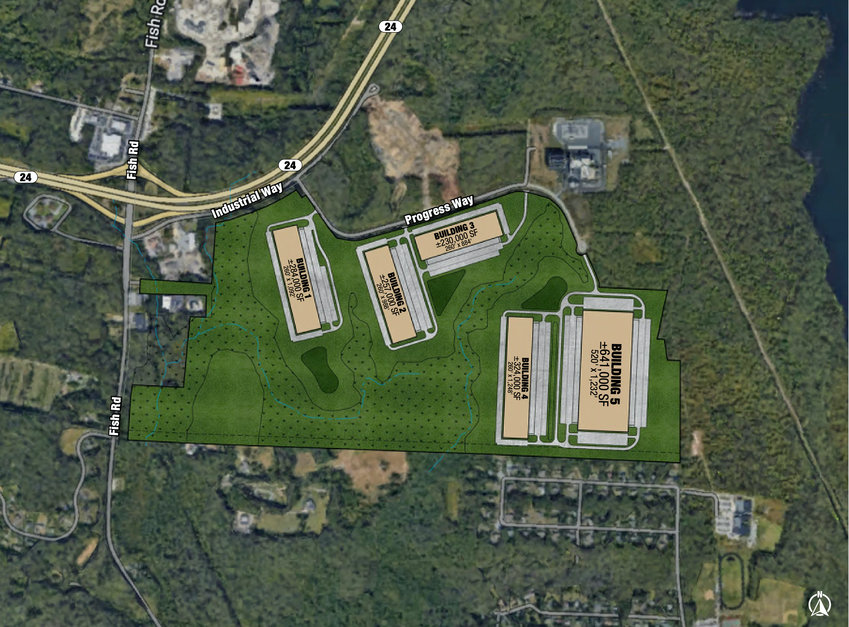 An architectural rendering shows the proposed construction in the old industrial park