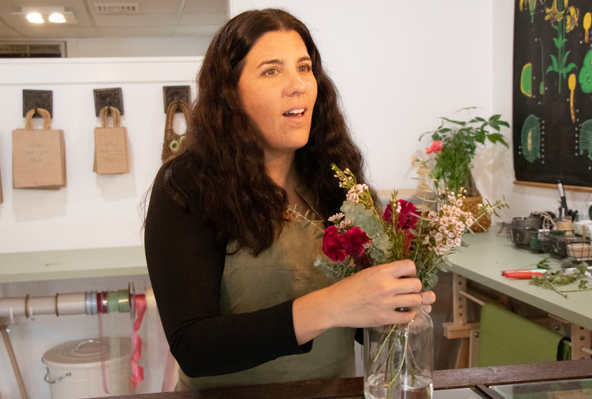 Floral designer Chelsey Barton-Karnes at Thistle &amp; Posy on Gooding Ave., the realization of her longtime dream to have her own flower shop. She likes to carry a selection of unique blooms and plants, locally sourced whenever possible. Barton-Karnes creates both unique and traditional floral designs for events of all kinds; she also offers same day delivery and floral design workshops.