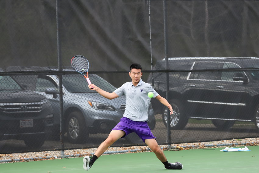 BHS graduate Eric Zhang hits a shot while competing for Kenyon College.