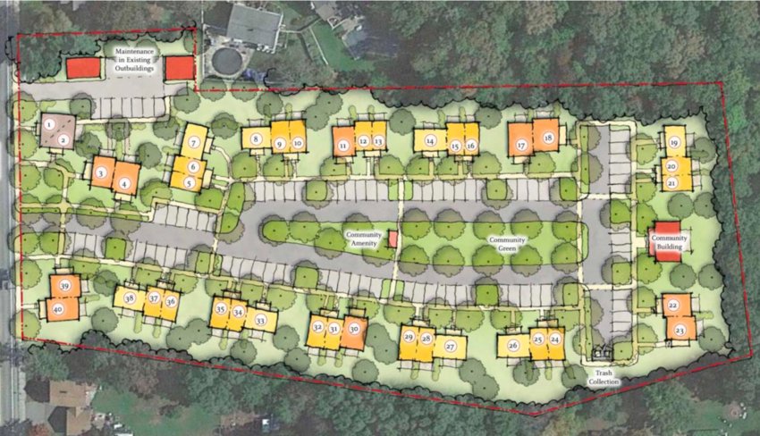 A plan diagram shows how two parcels amounting to around 4.5-acres at 581 Child St. would be divvied up to create 40 units of housing, which would be listed at 60 percent of the area median income (AMI). The town&rsquo;s approval process will begin in the spring.