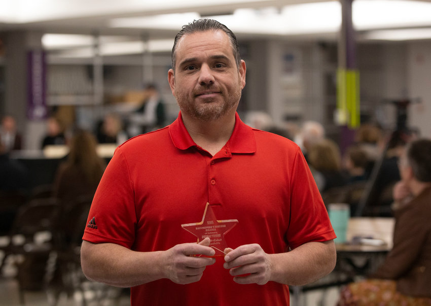 Guiteras Elementary School custodian, Robert Santos, was honored by the school committee for saving a student that was choking during a lunch period in October.