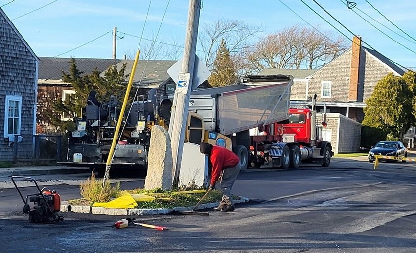 Contractors work on the turnaround at Westport Point's town landing last week.