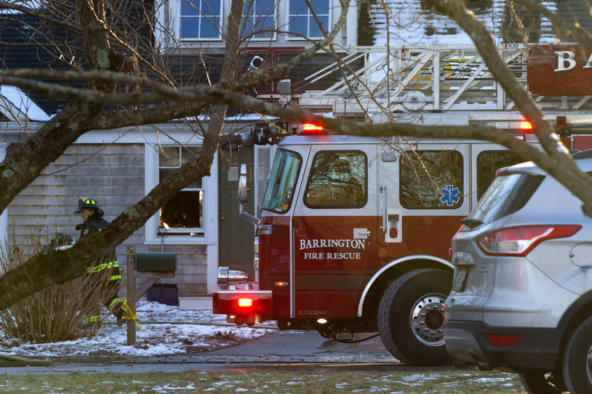 The Barrington Fire Department battled a house fire in Roberta Plat on Tuesday afternoon. The back of the house was badly damaged, said Barrington Fire Chief Gerald Bessette.