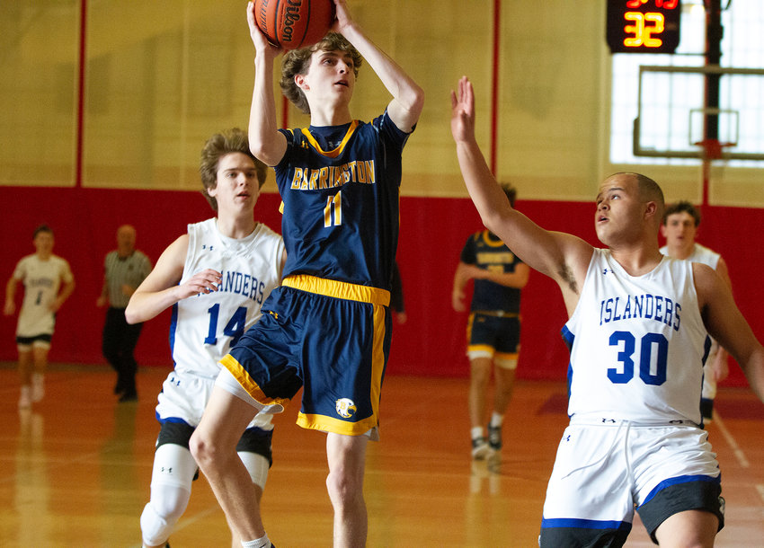 Barrington&rsquo;s Sean Bonneau pulls up for a jumper during the Eagles' game against Middletown on Tuesday, Dec. 27.