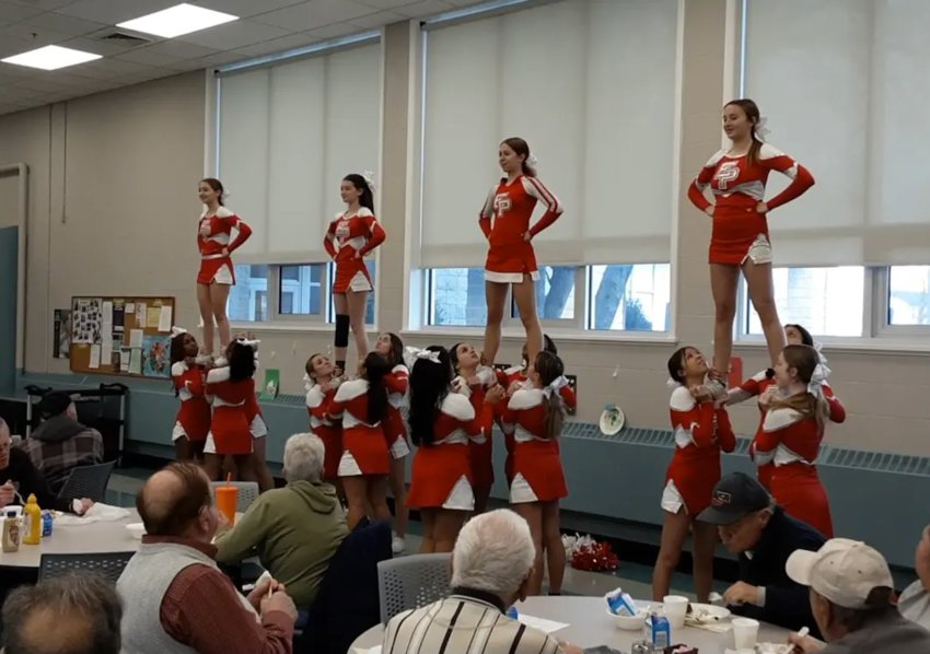 The EPHS cheerleaders perform at the Senior Center last Wednesday, Dec. 28.