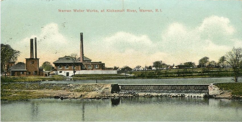 The demolition of the two dams that create the Kickemuit Reservoir is awaiting a final permit approval from RIDEM for the upper dam, while the lower dam is fully approved and ready for removal. Seen in this historic postcard, the water treatment facility will likely face demolition this year if no alternative plan is presented.
